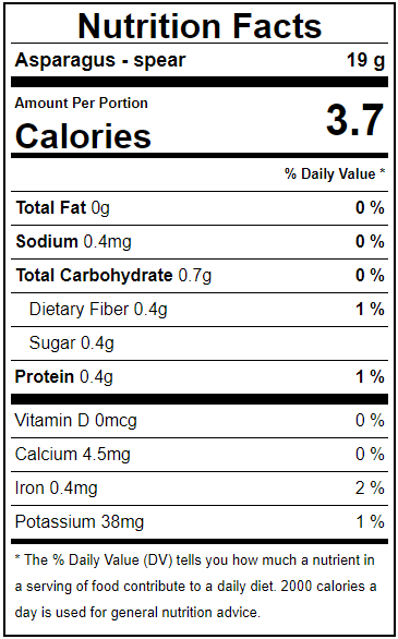 Asparagus Facts Label