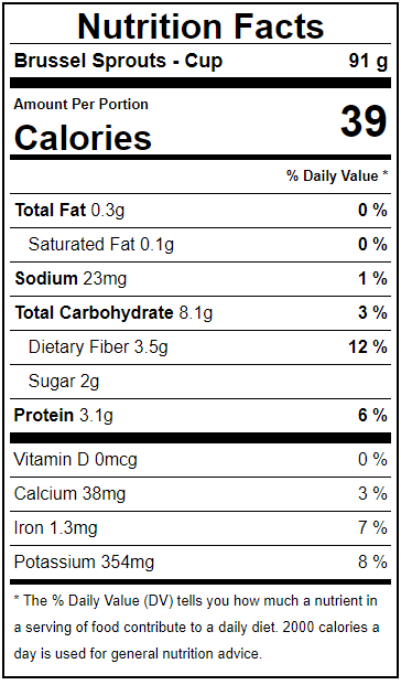 Brussel Sprouts Facts Label