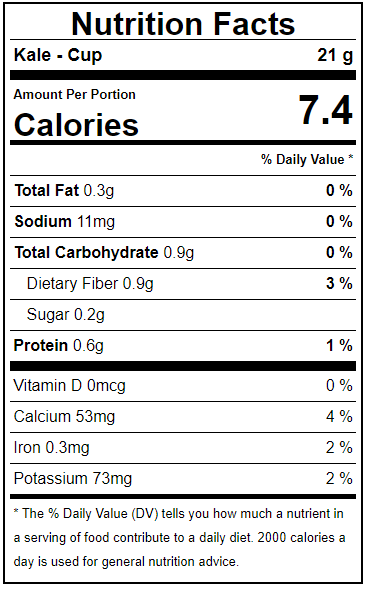 Kale Facts Label