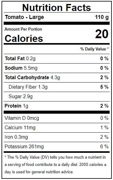 Tomato Facts Label